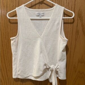 Madewell Texture & Thread Ivory Sleeveless Wrap Tie Top XS